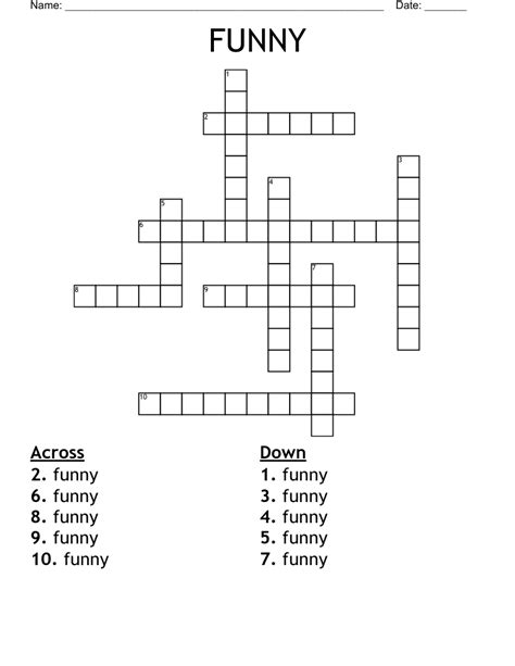 funny crossword clue 7 letters|Iba pa.